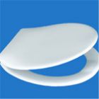 Thermoset and thermoplastic white toilet seats.