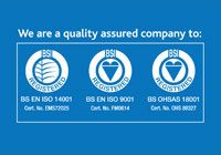 We are accredited to BS EN ISO 9001, BS EN ISO 14001 and BS OHSAS 18001.